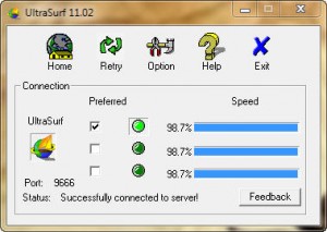 ภาพตัวอย่างโปรแกรม Ultrasurf 9.5