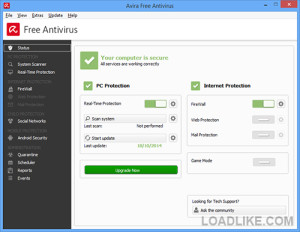 รูปภาพตัวอย่างโปรแกรม Avira Free Antivirus